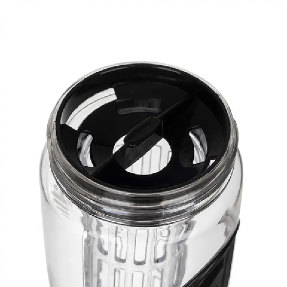 Trizand Αθλητικό Μπουκάλι Νερού με Φρουτοθήκη 1L Ματ Διάφανο/Μαύρο 25815