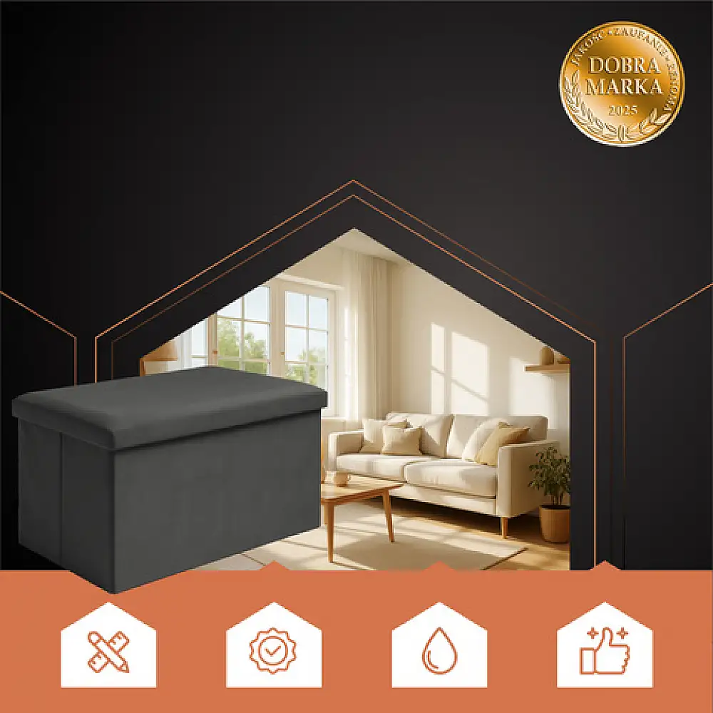 Ruhhy Βελούδινο Πουφ XL Αποθήκευσης 60x30x30 σε Μπλε Χρώμα 25995