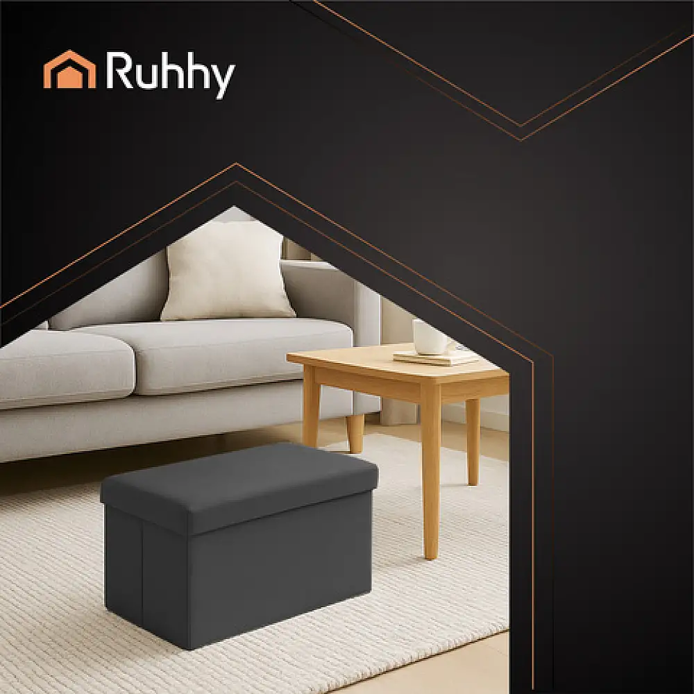 Ruhhy Βελούδινο Πουφ XL Αποθήκευσης 60x30x30 σε Μπλε Χρώμα 25995