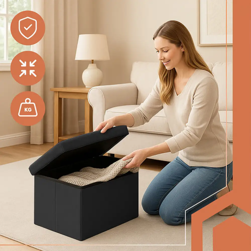 Ruhhy Βελούδινο Πουφ XL Αποθήκευσης 60x30x30 σε Μπλε Χρώμα 25995