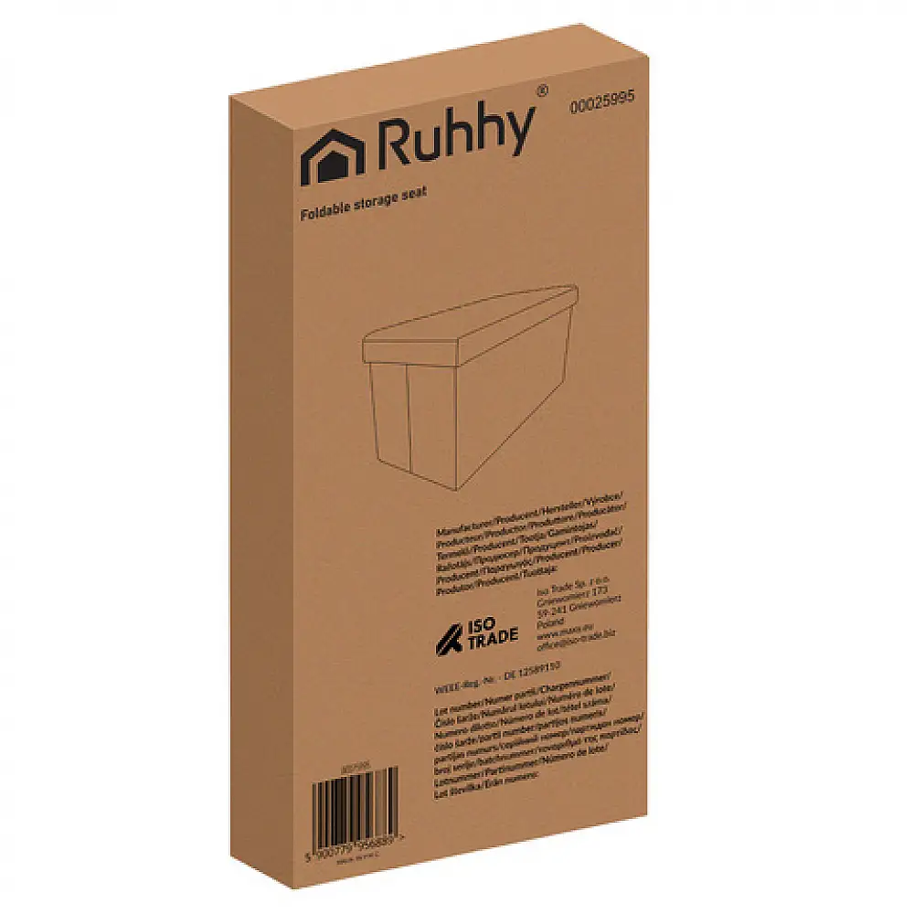 Ruhhy Βελούδινο Πουφ XL Αποθήκευσης 60x30x30 σε Μπλε Χρώμα 25995