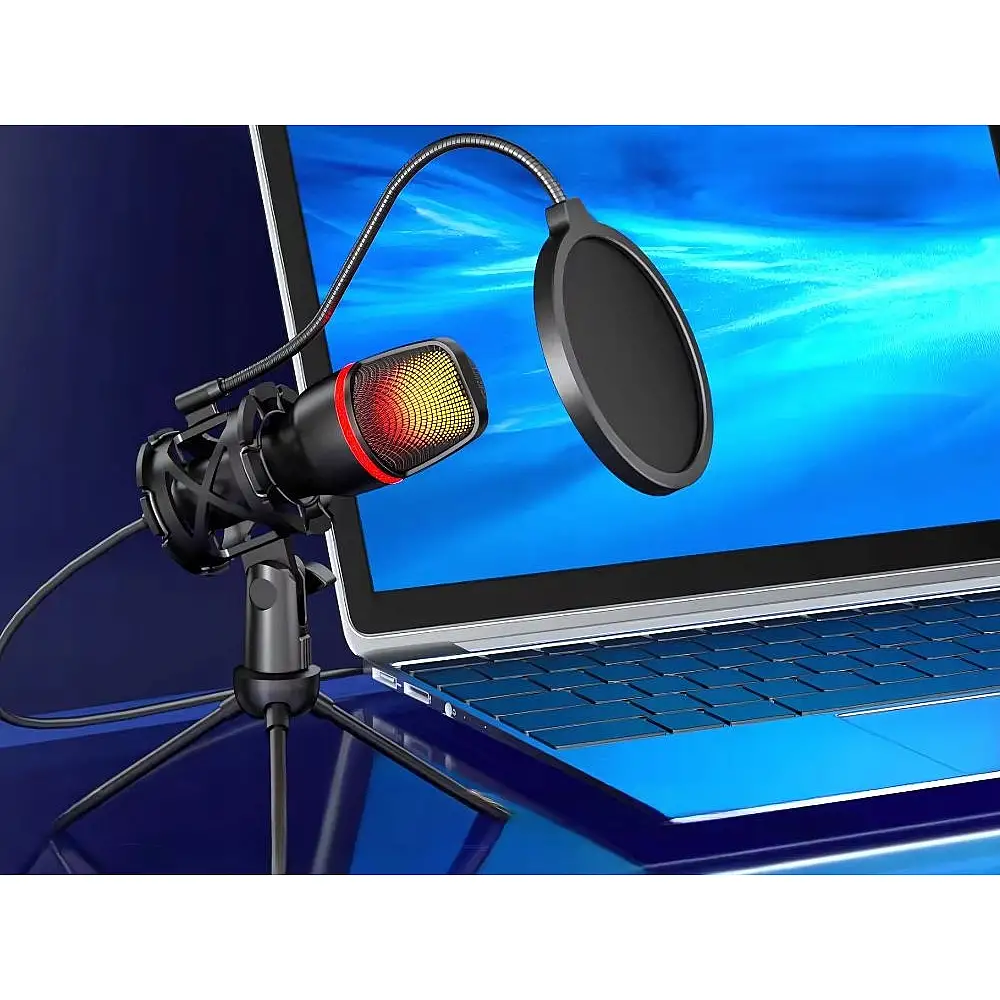 Verk Group USB RGB Στούντιο Μικρόφωνο με Τρίποδο για Υπολογιστή, Streaming Gaming, 5907451375723