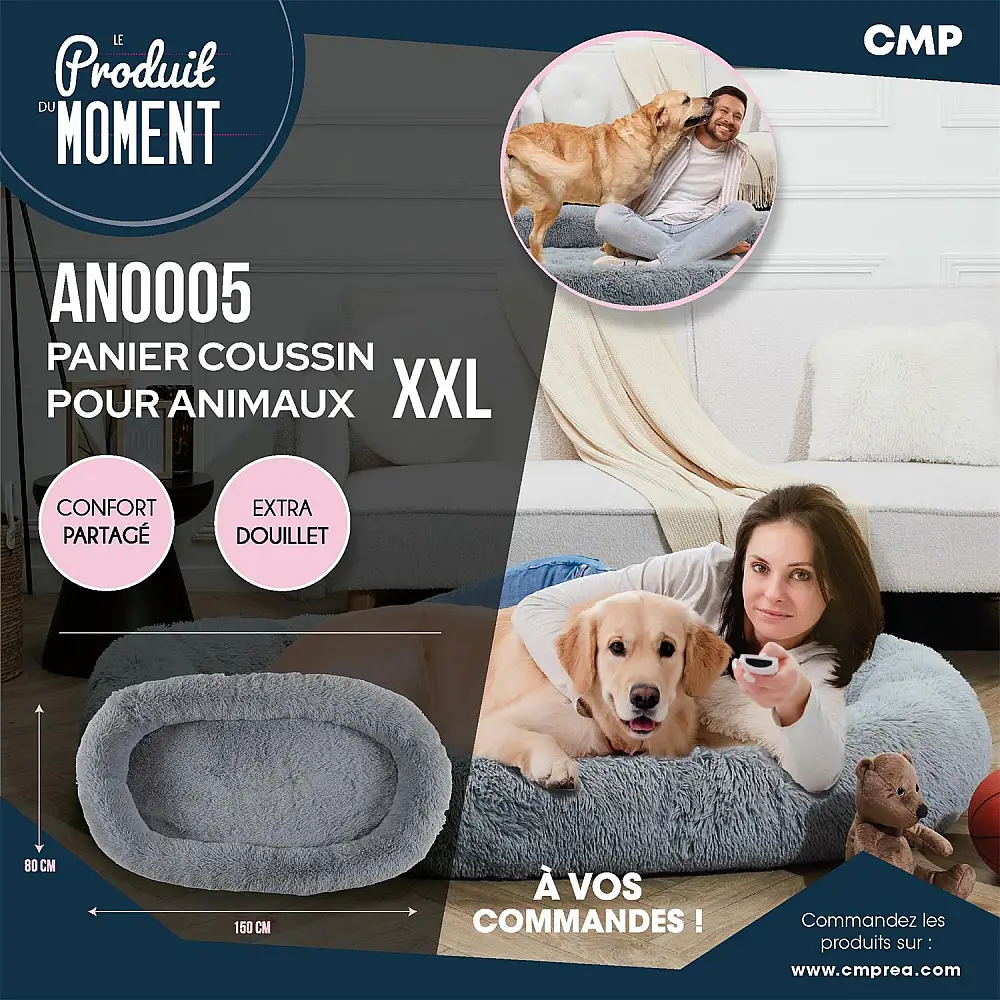 Κρεβάτι Μαξιλάρι για Κατοικίδια XXL 150 x 20 x 80 cm - Γκρι AN00051 The Concept Factory