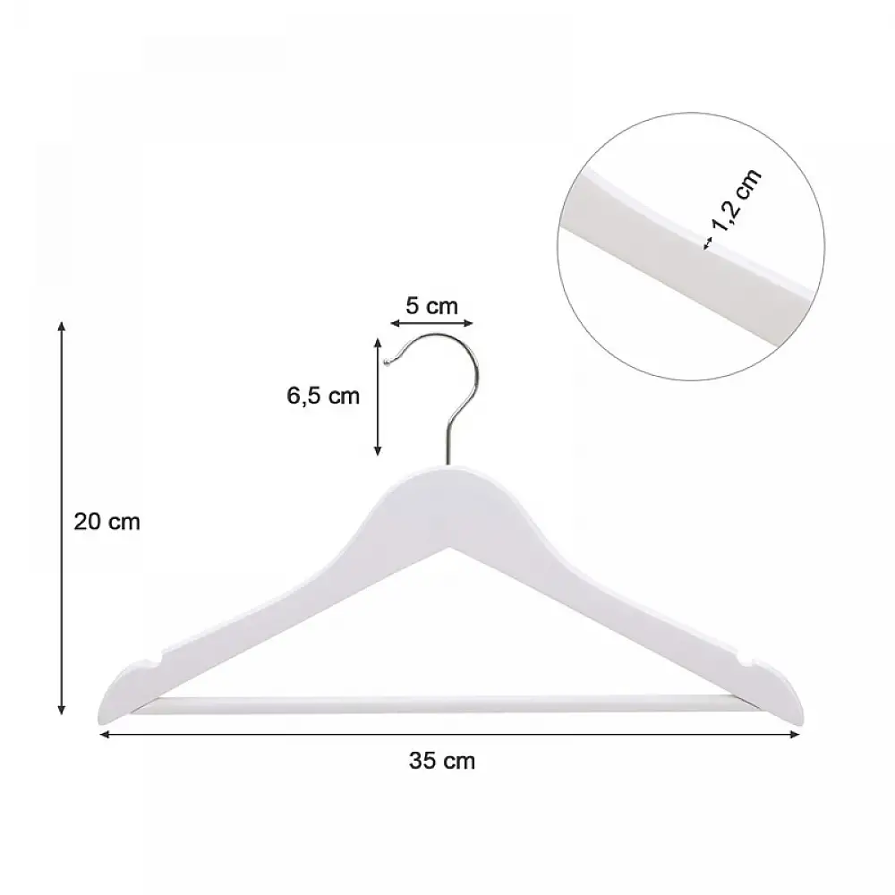 Σετ Παιδικές Ξύλινες Κρεμάστρες Ρούχων 20 τμχ Χρώματος Λευκό Songmics CRW06W-20