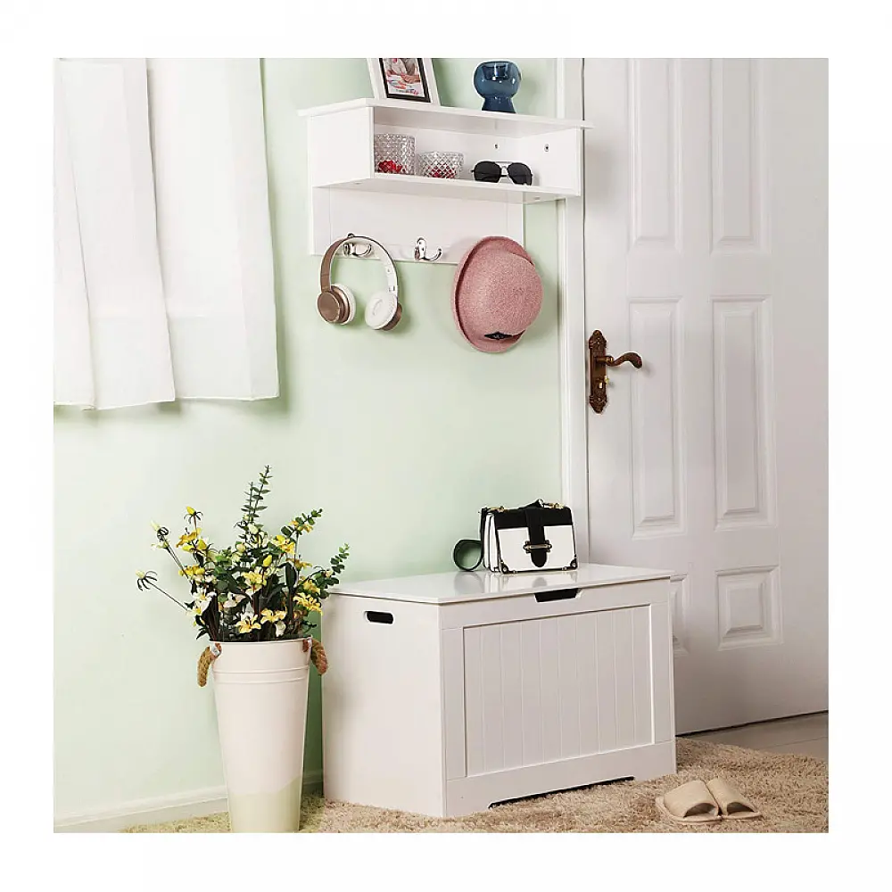 Ξύλινος Πάγκος Αποθήκευσης 76 x 40 x 48 cm Songmics LHS11WTV1 Ξύλινος Πάγκος Αποθήκευσης 76 x 40 x 48 cm Songmics LHS11WTV1
