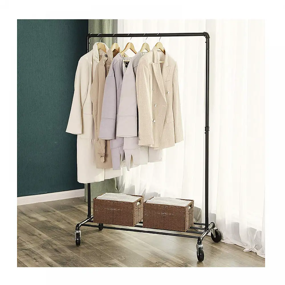 Μεταλλική Κρεμάστρα Ρούχων Δαπέδου 100 x 163 x 49 cm με Ρόδες Songmics HSR61BK
