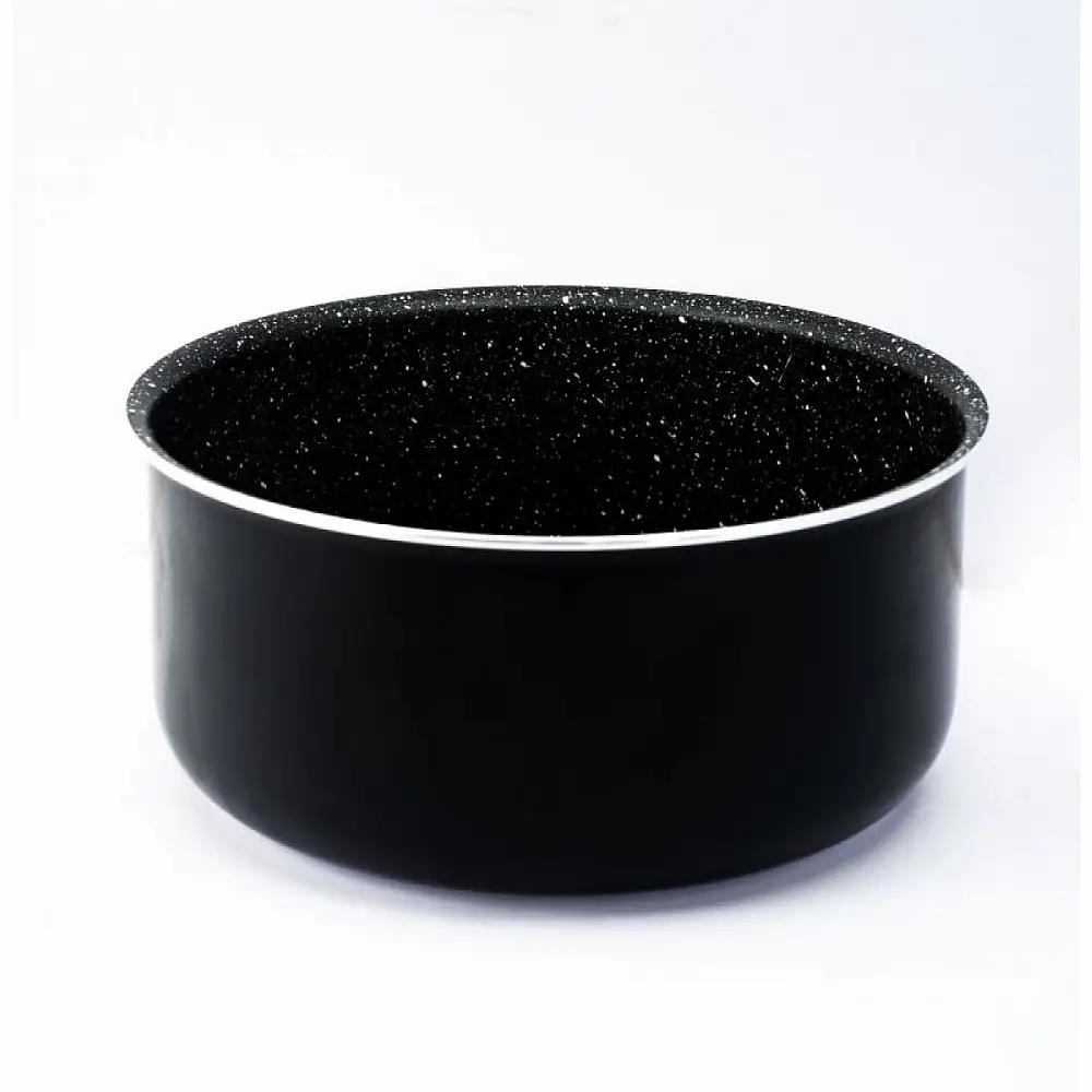 Herzberg Σετ Μαγειρικών Σκευών 7 τεμαχίων με πέτρινη επίστρωση και αποσπώενη λαβή, , Μαύρο HG8053-BLK