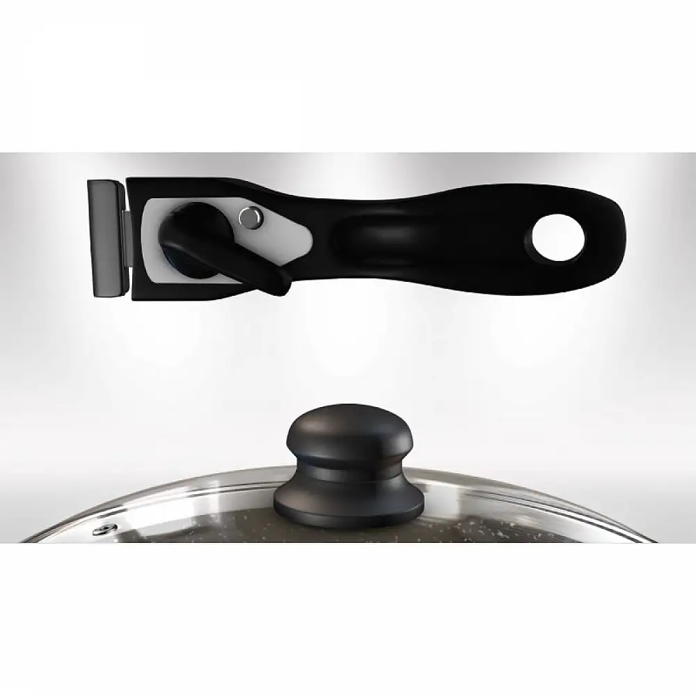 Herzberg Σετ Μαγειρικών Σκευών 7 τεμαχίων με επικάλυψη από πέτρα και αποσπώμενη λαβή , Carbone HG8053-CAR