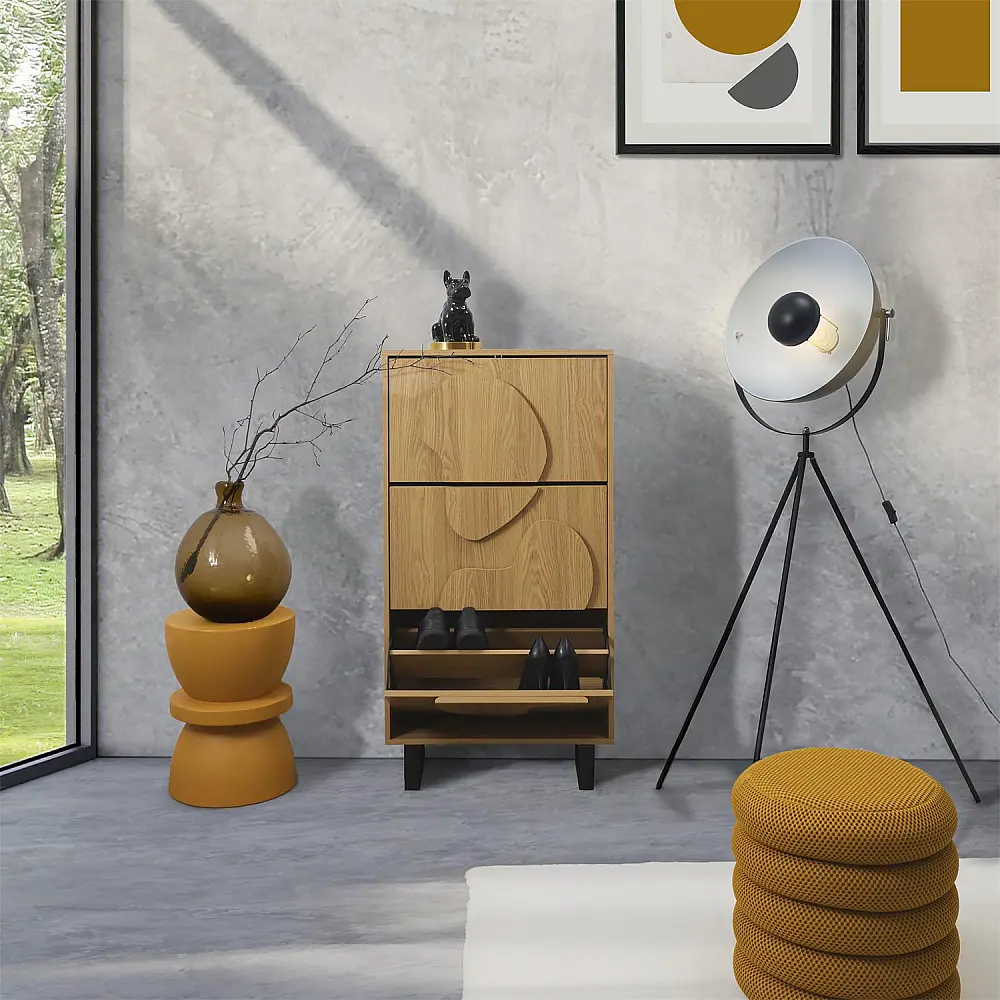 Home Deco Factory Παπουτσοθήκη CALYPSO - Καφέ και Μαύρο 60 x 115 x 24 HD0429