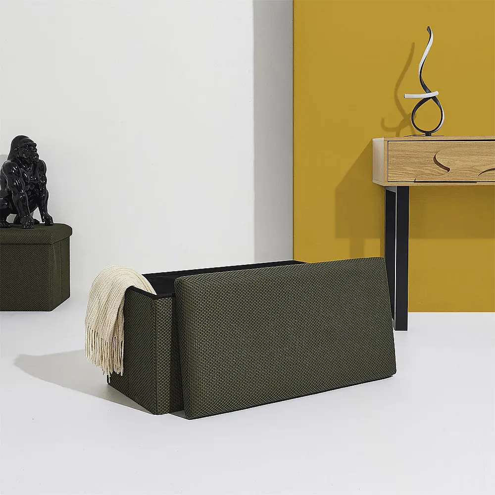 Home Deco Factory Πτυσσόμενος Αποθηκευτικός Κύβος ATOME Kaki 77 x 38 x 38 HD0470