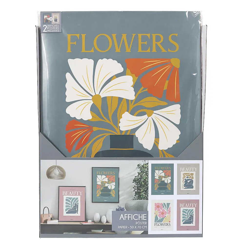 Home Deco Factory Σετ 2 Διακοσμητικών Αφισών 50 x 70 εκ με Τυχαία Επιλογή Μοντέλου HD7562