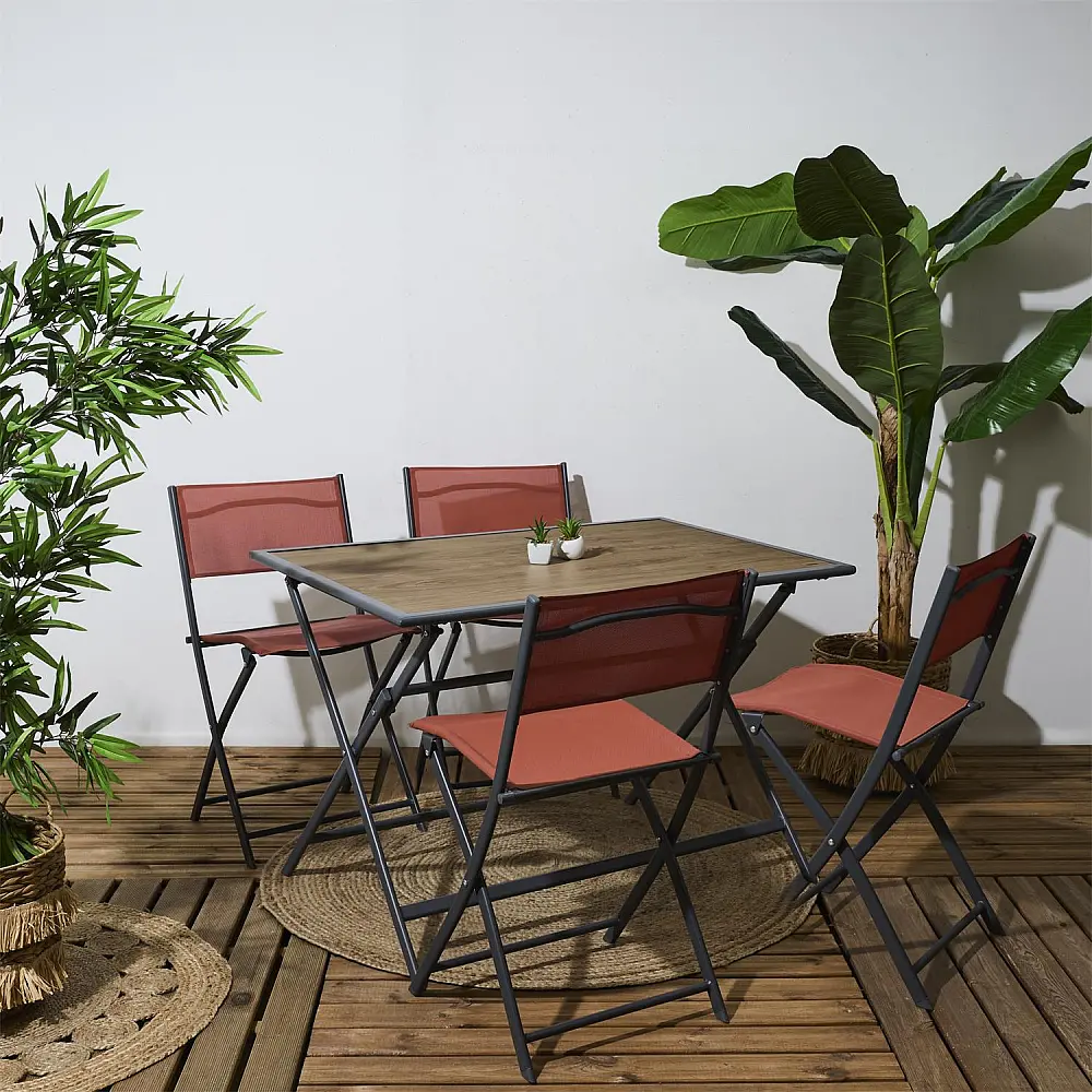 Home Deco Factory Μαύρο Μεταλλικό Τραπέζι με Ξύλινη Υφή, 110 x 71 x 70 εκ. HDO0420