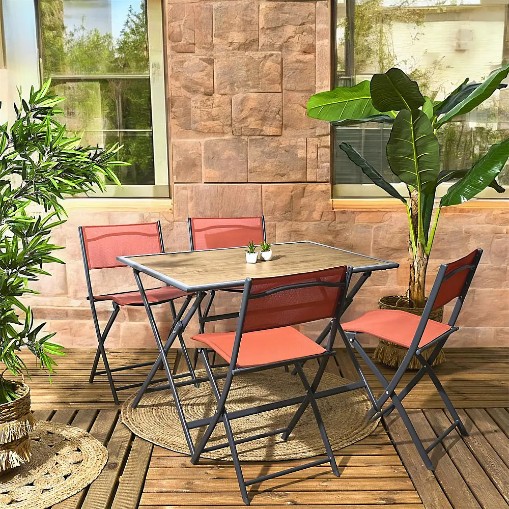 Home Deco Factory Μαύρο Μεταλλικό Τραπέζι με Ξύλινη Υφή, 110 x 71 x 70 εκ. HDO0420