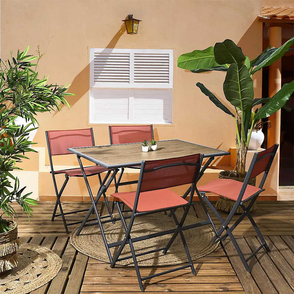 Home Deco Factory Μαύρο Μεταλλικό Τραπέζι με Ξύλινη Υφή, 110 x 71 x 70 εκ. HDO0420