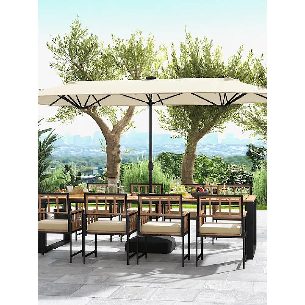 Costway Ομπρέλα Κήπου Μπεζ-Καφέ 400 x 240 εκ. NP12264BE