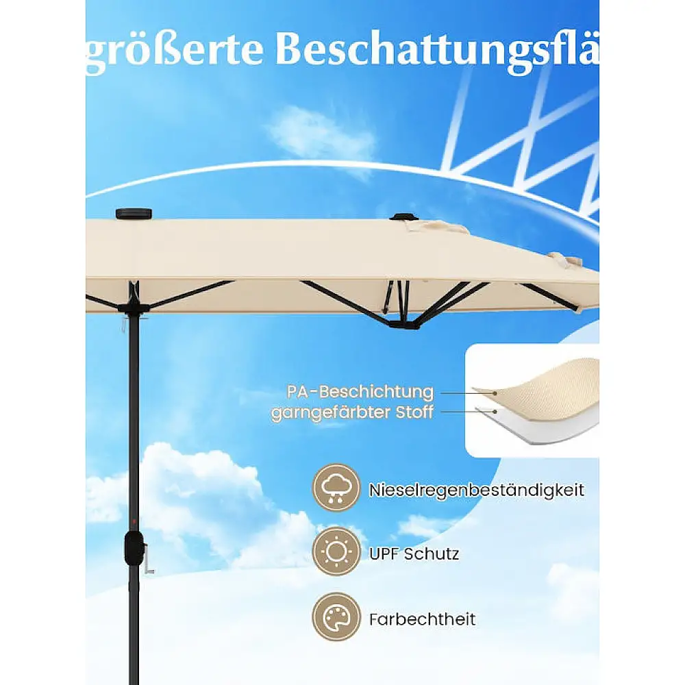 Costway Ομπρέλα Κήπου Μπεζ-Καφέ 400 x 240 εκ. NP12264BE