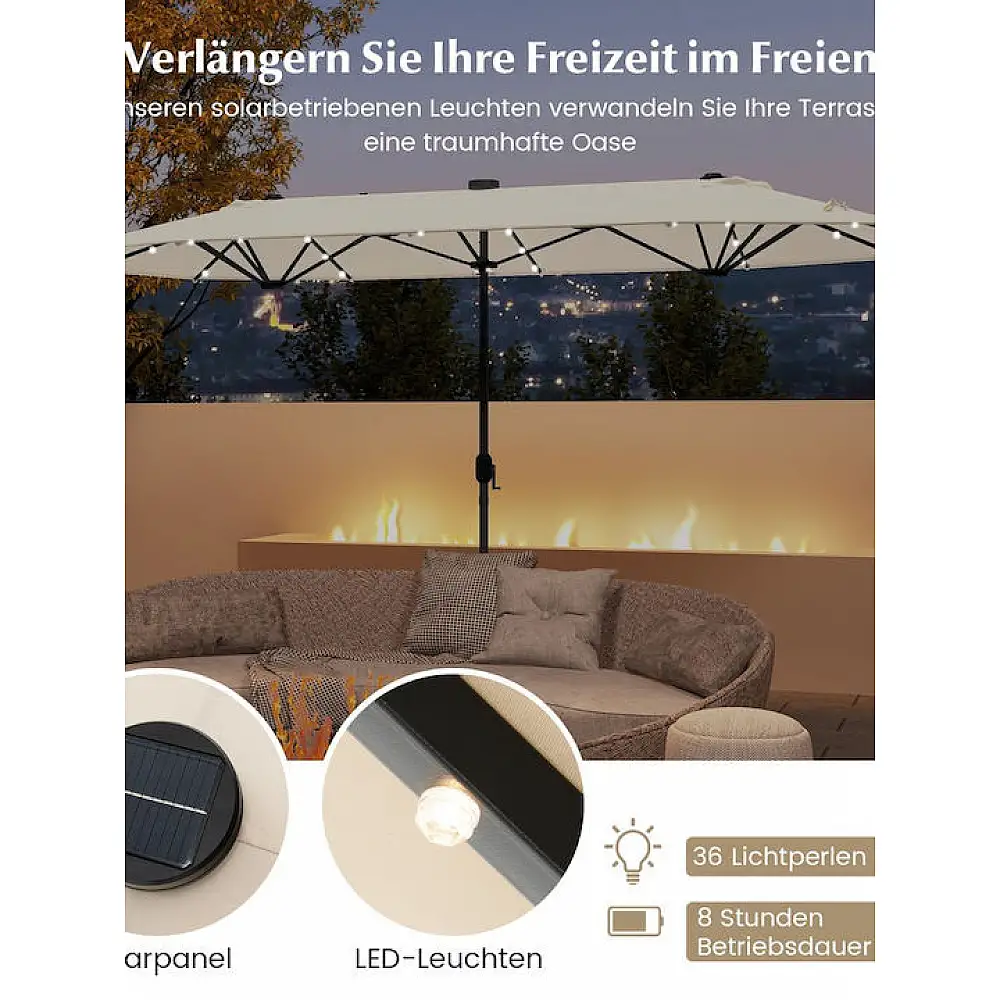 Costway Ομπρέλα Κήπου Μπεζ-Καφέ 400 x 240 εκ. NP12264BE