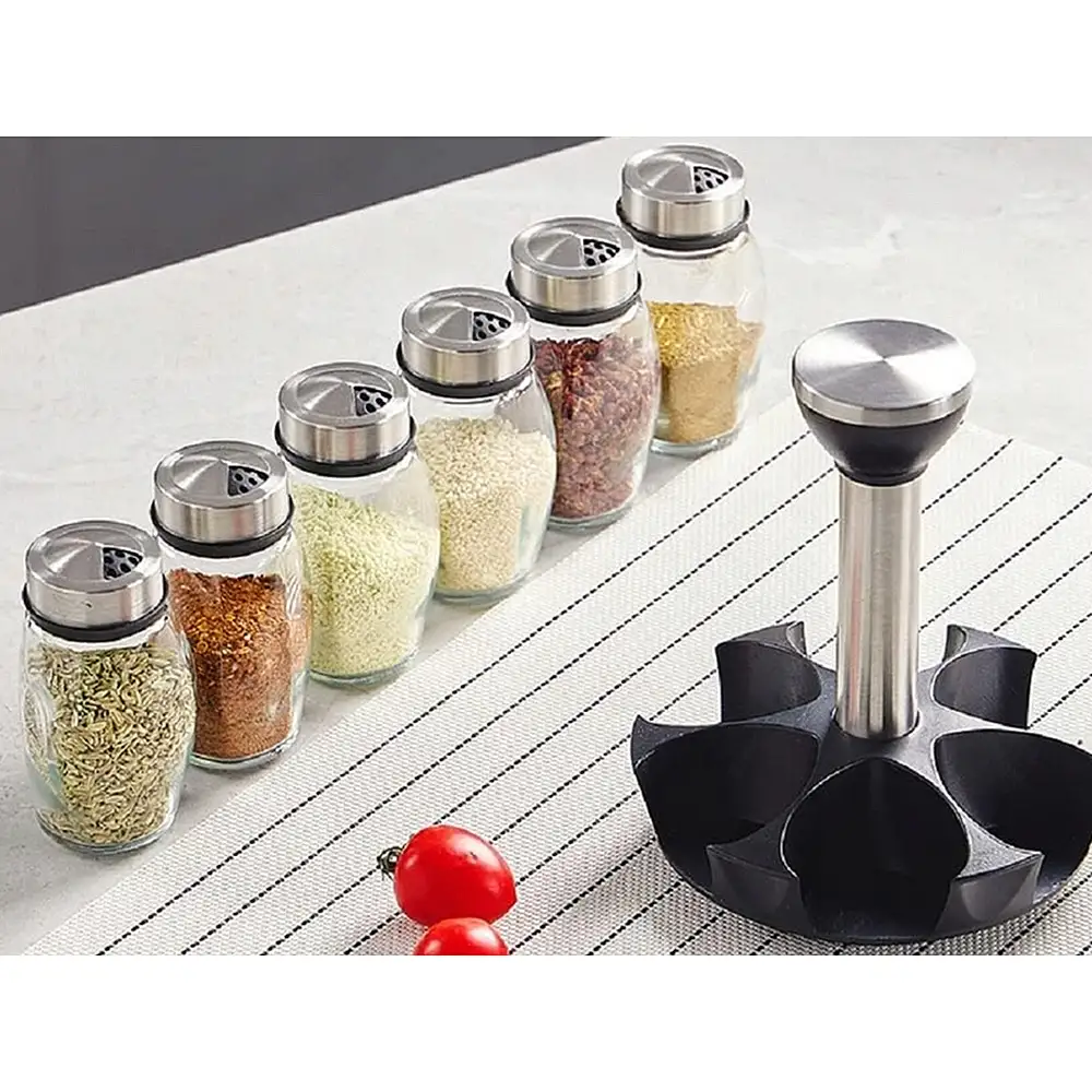 Verk Group Περιστρεφόμενο Οργανωτής Μπαχαρικών με 6 Γυάλινα Δοχεία για Μπαχαρικά & Αλάτι 5907451363508