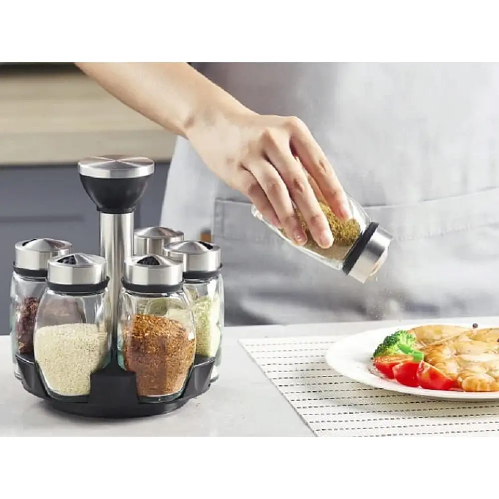 Verk Group Περιστρεφόμενο Οργανωτής Μπαχαρικών με 6 Γυάλινα Δοχεία για Μπαχαρικά & Αλάτι 5907451363508