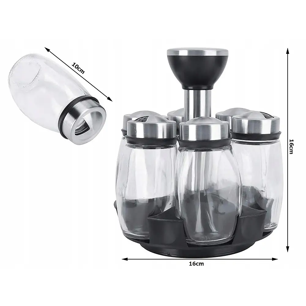 Verk Group Περιστρεφόμενο Οργανωτής Μπαχαρικών με 6 Γυάλινα Δοχεία για Μπαχαρικά & Αλάτι 5907451363508