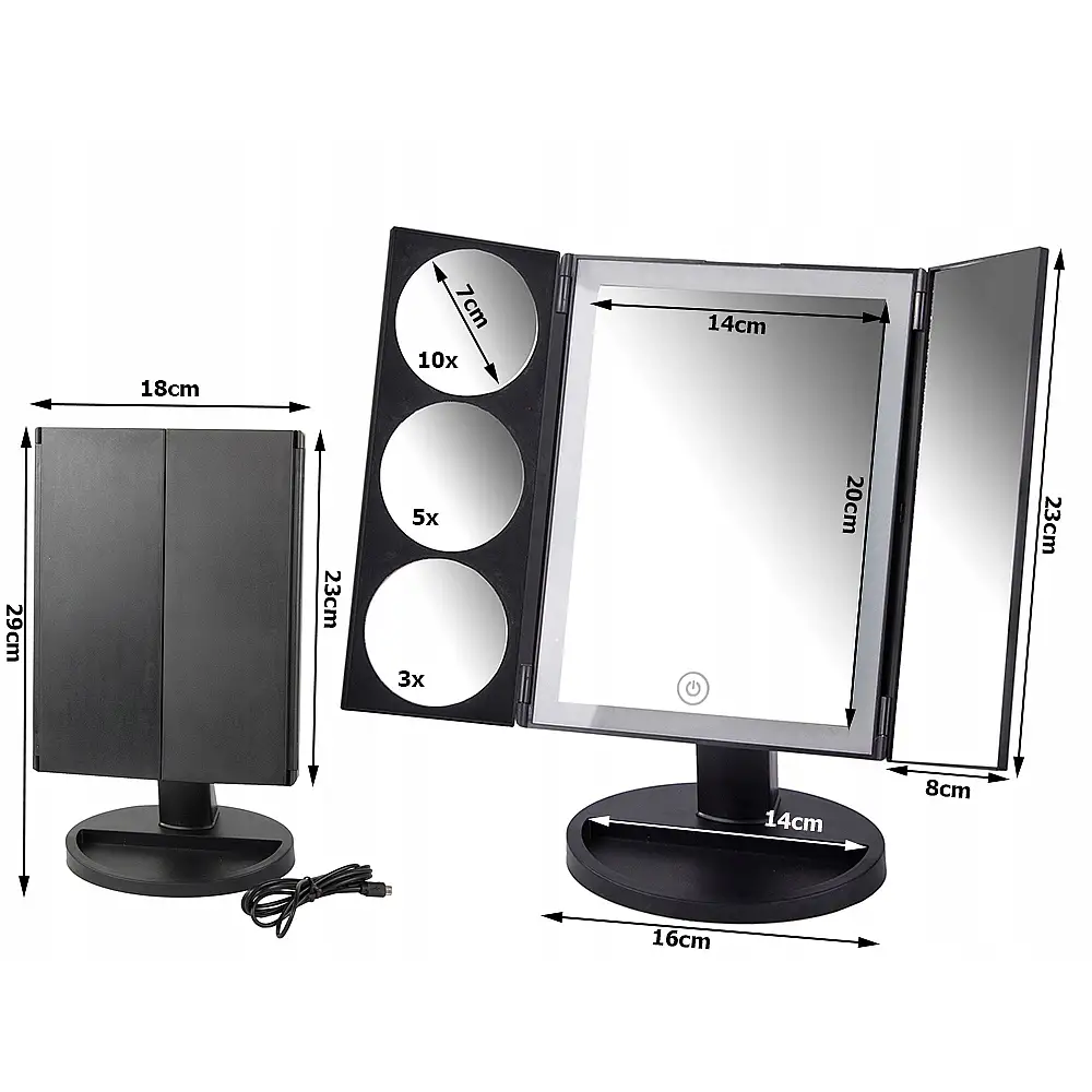 Verk Group Καθρέφτης Μακιγιάζ με LED Φωτισμό & Μεγέθυνση 3x 5x 10x 5907451354049