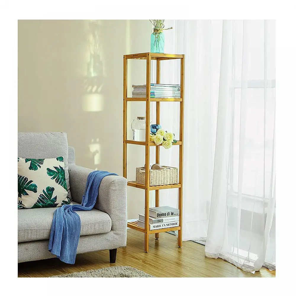 Ξύλινη Ραφιέρα Μπάνιου από Μπαμπού με 5 Ράφια 33 x 33 x 146 cm Songmics BCB55Y