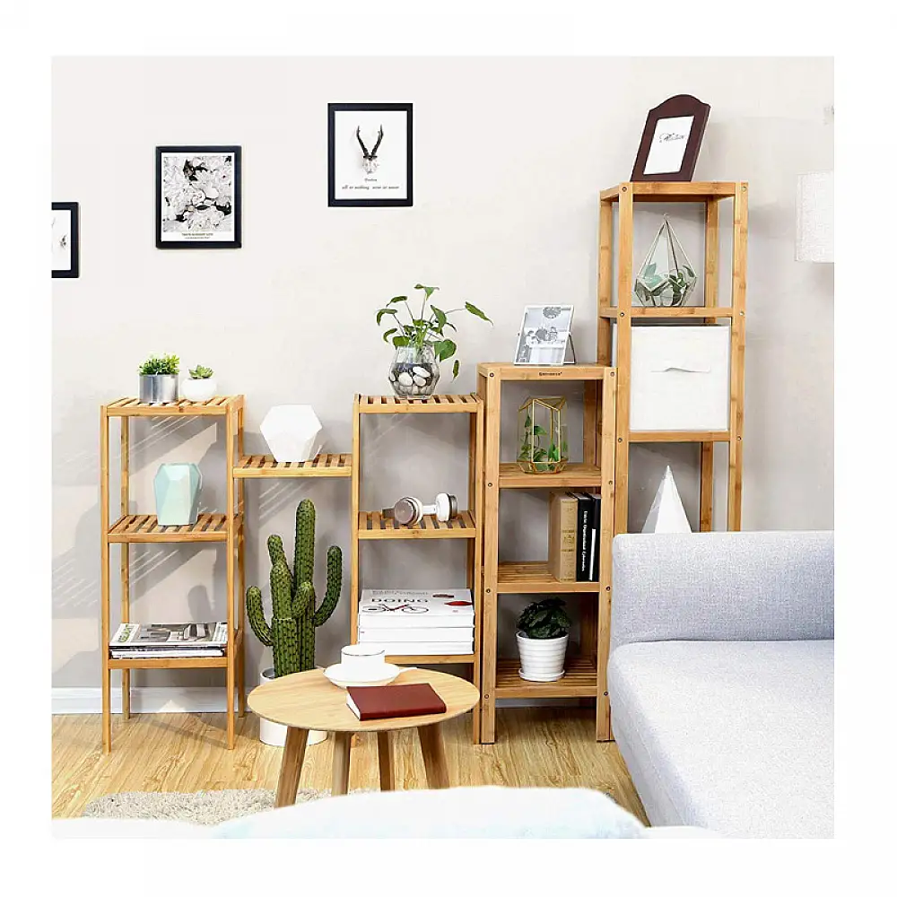 Ξύλινη Ραφιέρα Μπάνιου από Μπαμπού με 5 Ράφια 33 x 33 x 146 cm Songmics BCB55Y