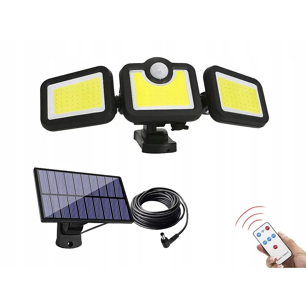 Verk Group Ηλιακή λάμπα με αισθητήρα κίνησης λυκόφωτος 171 LED ξεχωριστό πάνελ κήπου 5907451353554