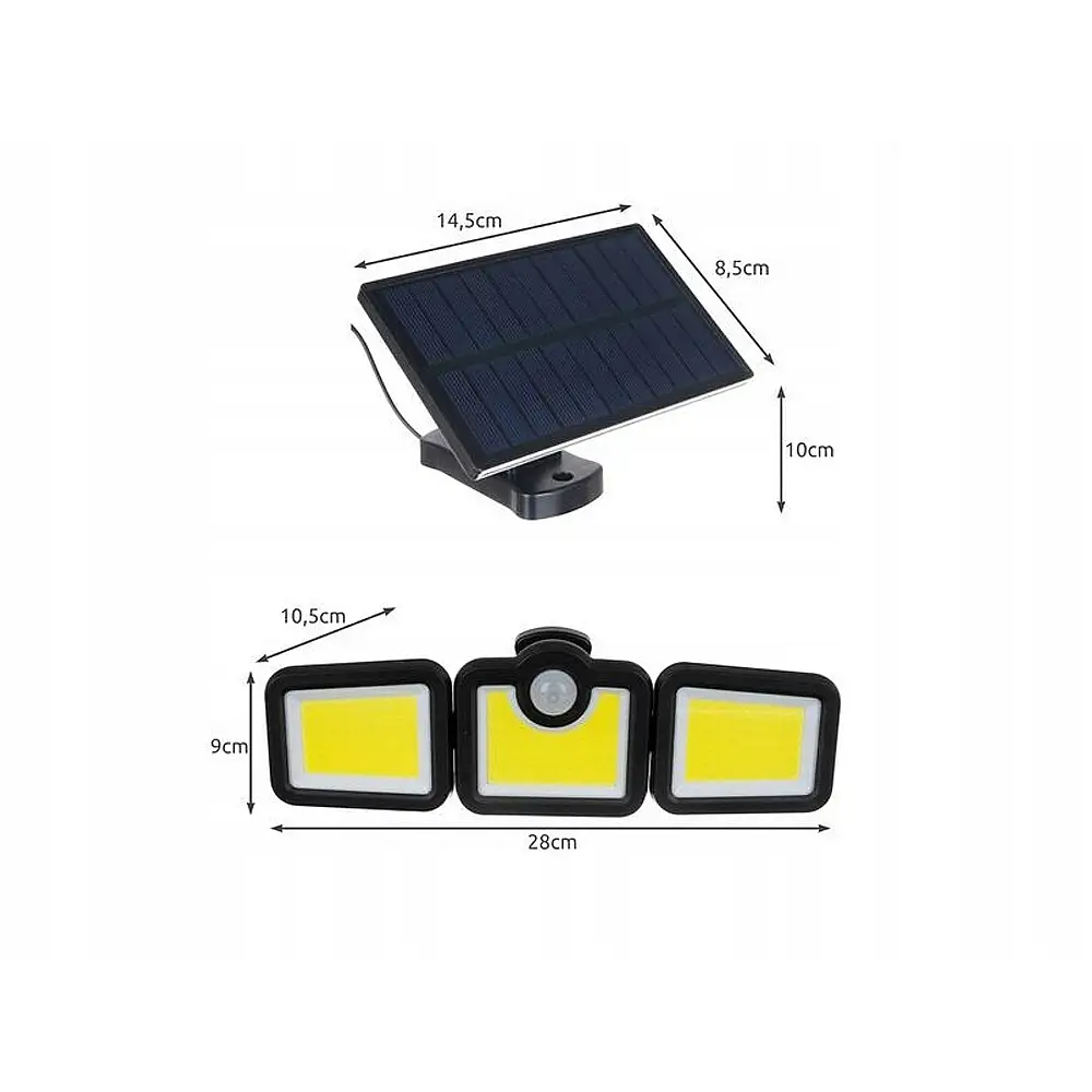 Verk Group Ηλιακή λάμπα με αισθητήρα κίνησης λυκόφωτος 171 LED ξεχωριστό πάνελ κήπου 5907451353554