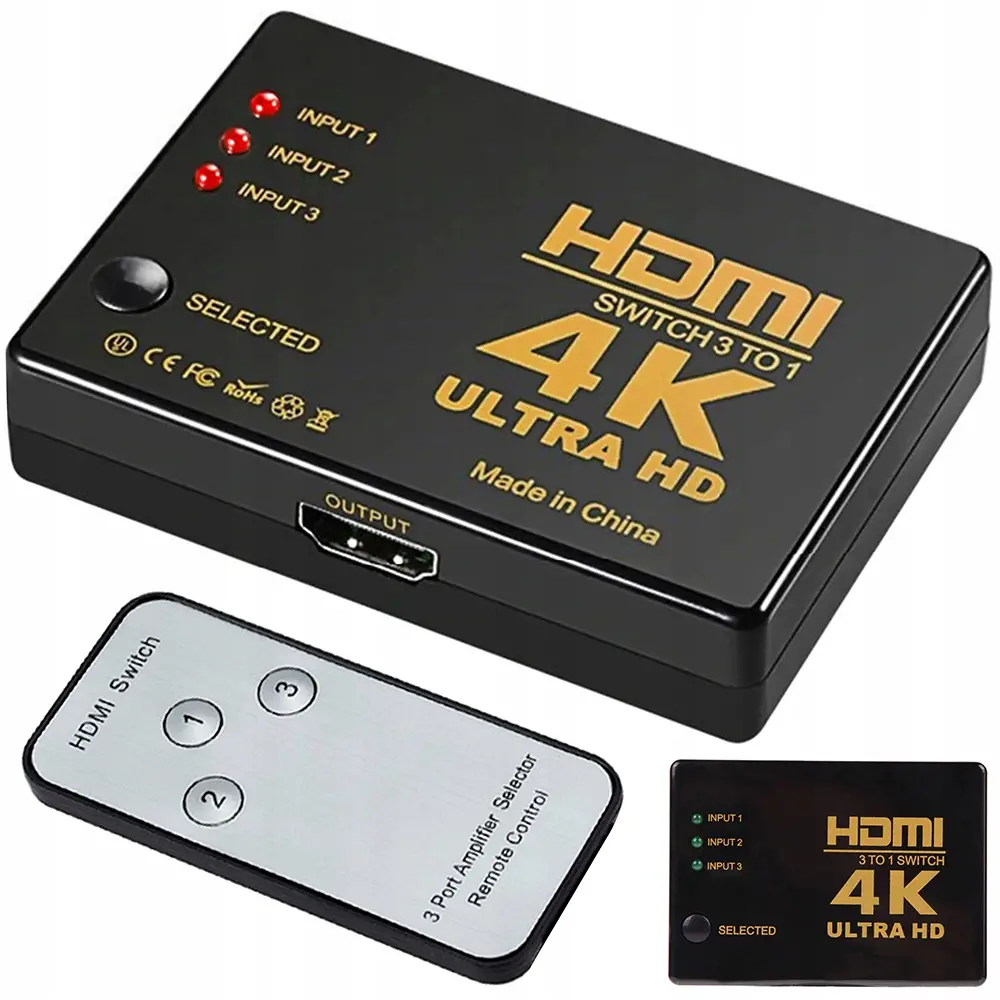 Verk Group Διακόπτης Διαχωριστής 3x σε 1 HDMI 4K UHD με Τηλεχειριστήριο IR 5907451330357