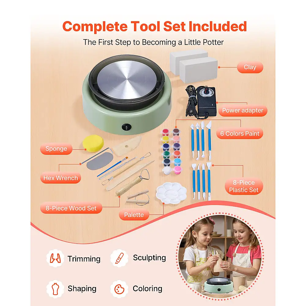 VEVOR Ηλεκτρικός Κεραμικός Τροχός για Παιδιά 158 mm - Πράσινος ETLPJYXLSWJBH5WNX001V2