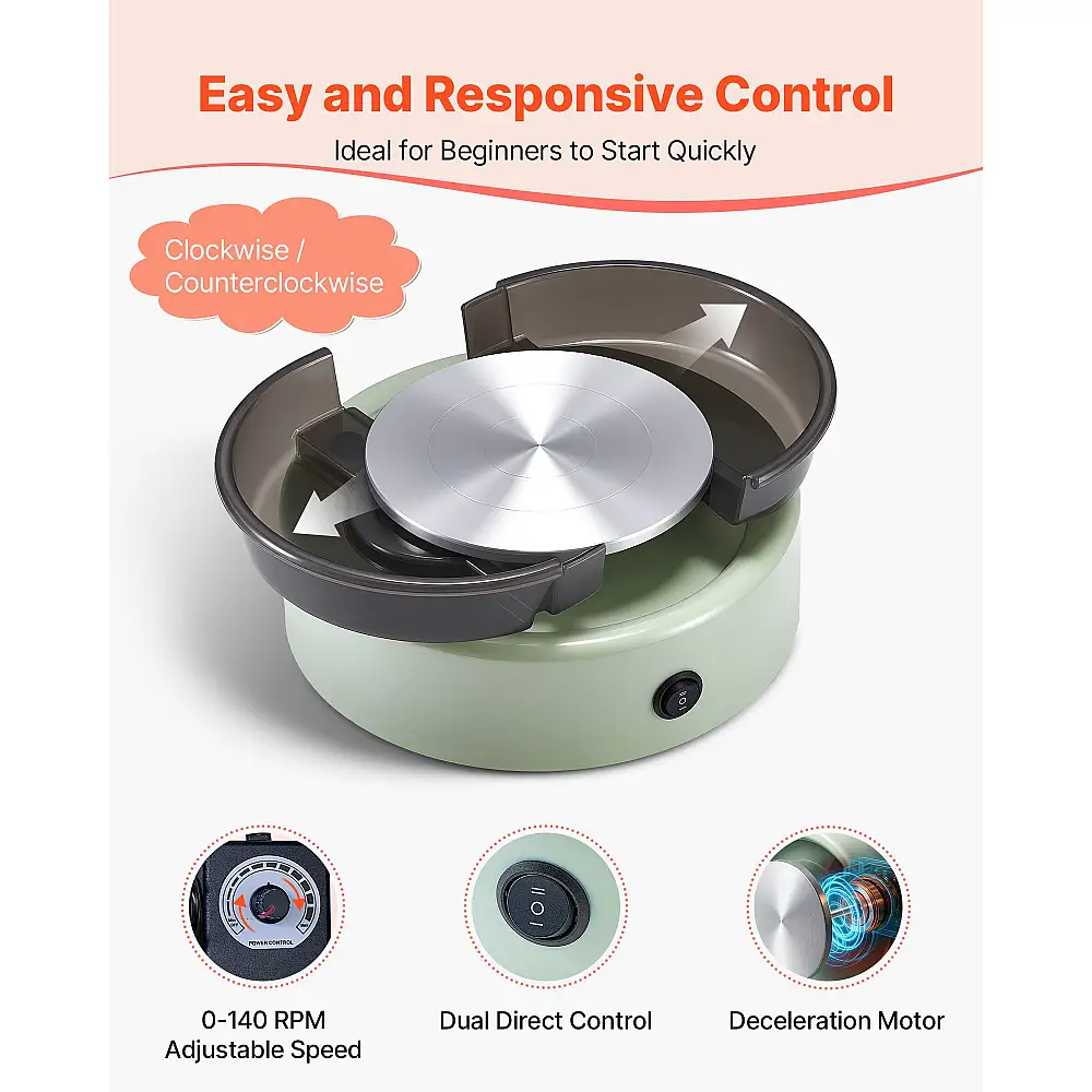 VEVOR Ηλεκτρικός Κεραμικός Τροχός για Παιδιά 158 mm - Πράσινος ETLPJYXLSWJBH5WNX001V2