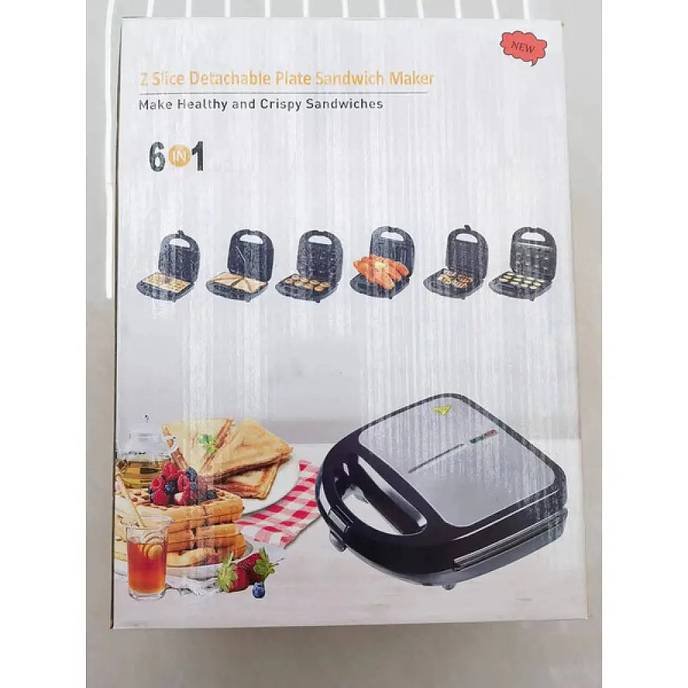 Verk Group Πολυλειτουργική Τοστιέρα 6 σε 1 με Αποσπώμενες Πλάκες για Σάντουιτς, Βάφλες και Γκριλ 5907451372852