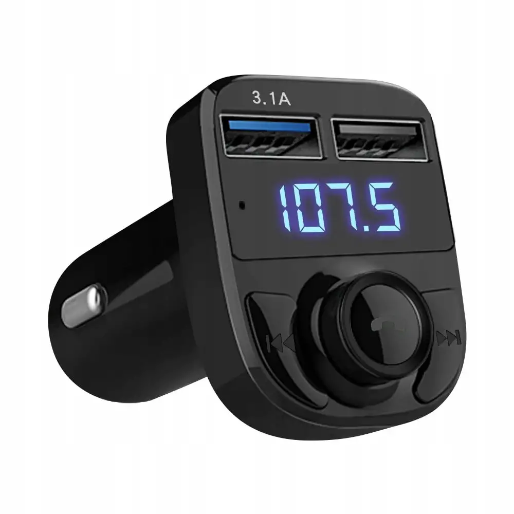 Verk Group Πολυλειτουργικός Πομπός FM με MP3, Bluetooth και Φορτιστή USB Διπλής Θύρας 5907451325230