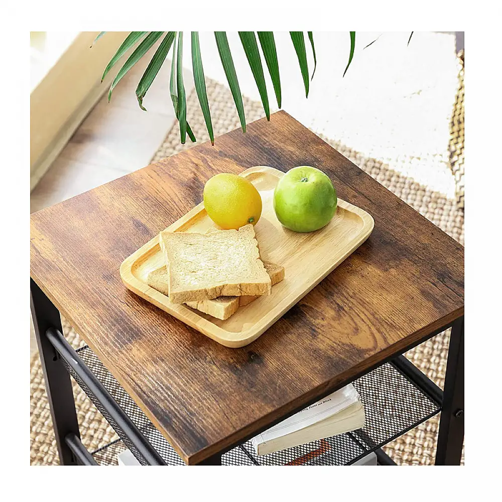 Βοηθητικό Μεταλλικό Τετράγωνο Τραπεζάκι με 2 Ρυθμιζόμενα Ράφια 40 x 40 x 55 cm VASAGLE LET23X