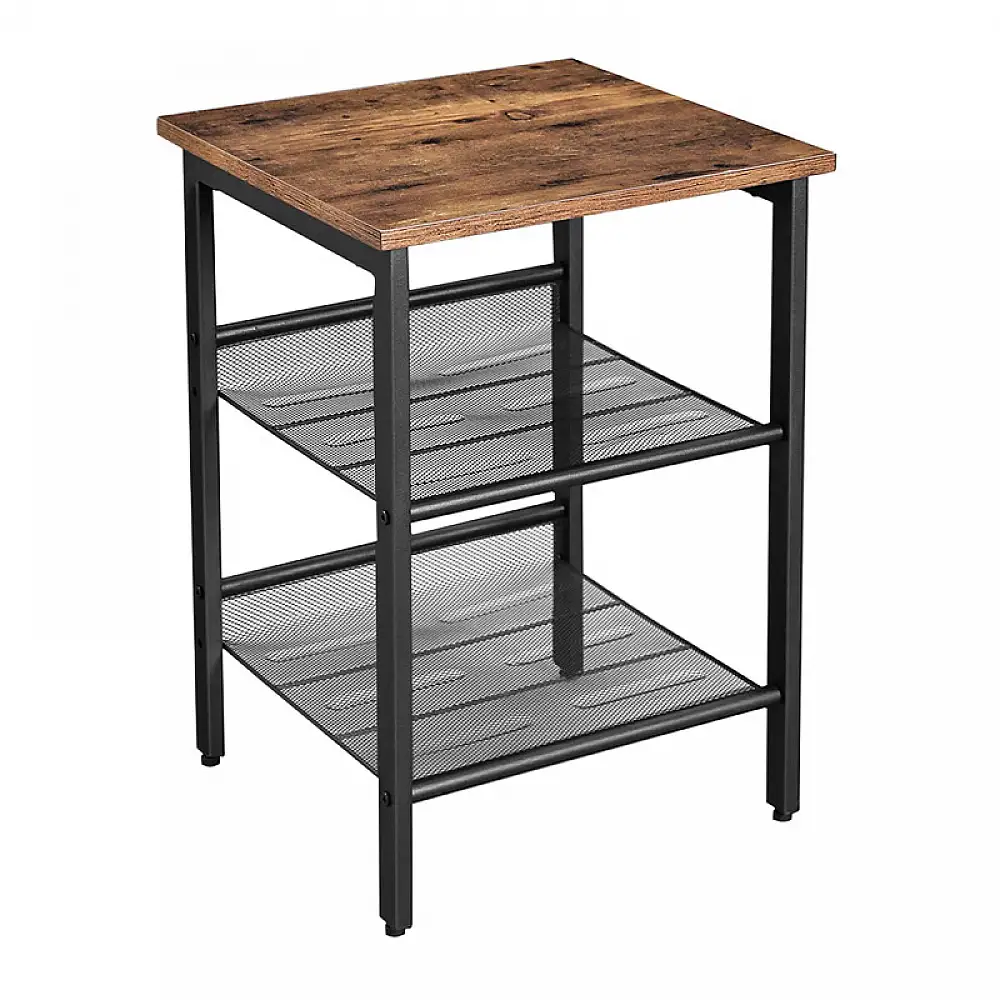 Βοηθητικό Μεταλλικό Τετράγωνο Τραπεζάκι με 2 Ρυθμιζόμενα Ράφια 40 x 40 x 55 cm VASAGLE LET23X