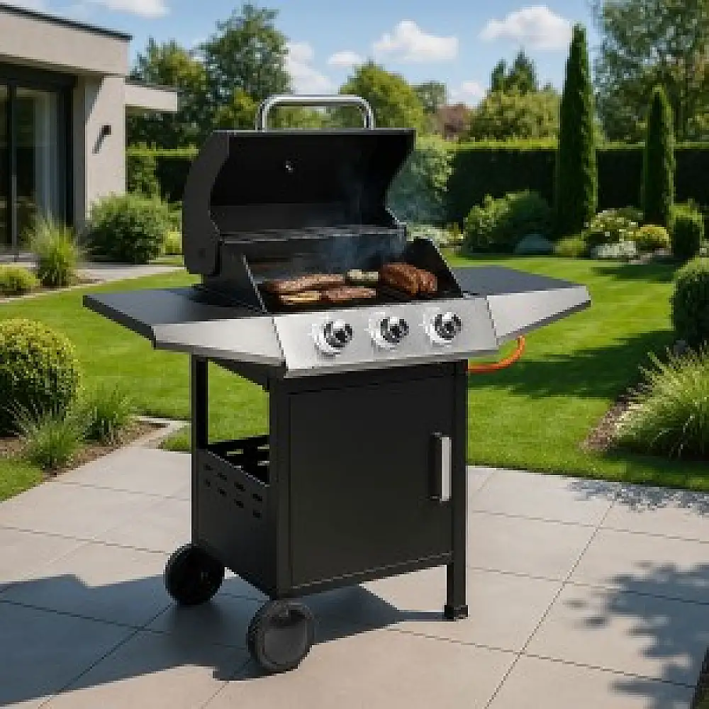 Multistore Ψησταριά Υγραερίου 10.2 kW με 3 Καυστήρες, Θερμόμετρο & Ρυθμιστή QL-02