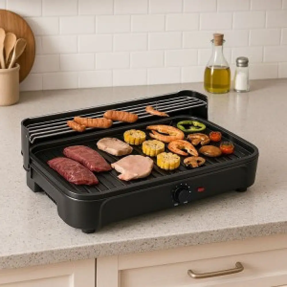 Multistore Ηλεκτρική Ψησταριά 3 σε 1 Επιτραπέζια με Πλάκα Ψησίματος, Δίσκο Συλλογής και Θερμοστάτη BQ231-SWGF