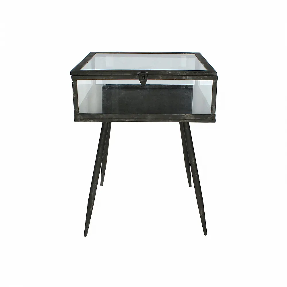 Supergreens Τραπέζι Βιτρίνα Μεταλλική Μαύρη 36x36x48 εκ.