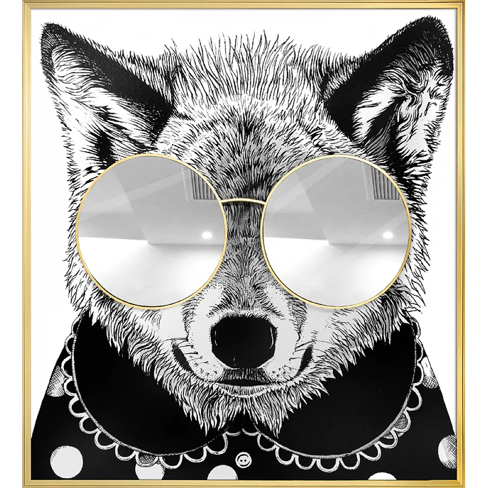 Supergreens Πίνακας "Racoon Thug Life" με Ασημί καθρέφτη MDF/Καμβάς 118x130 εκ.