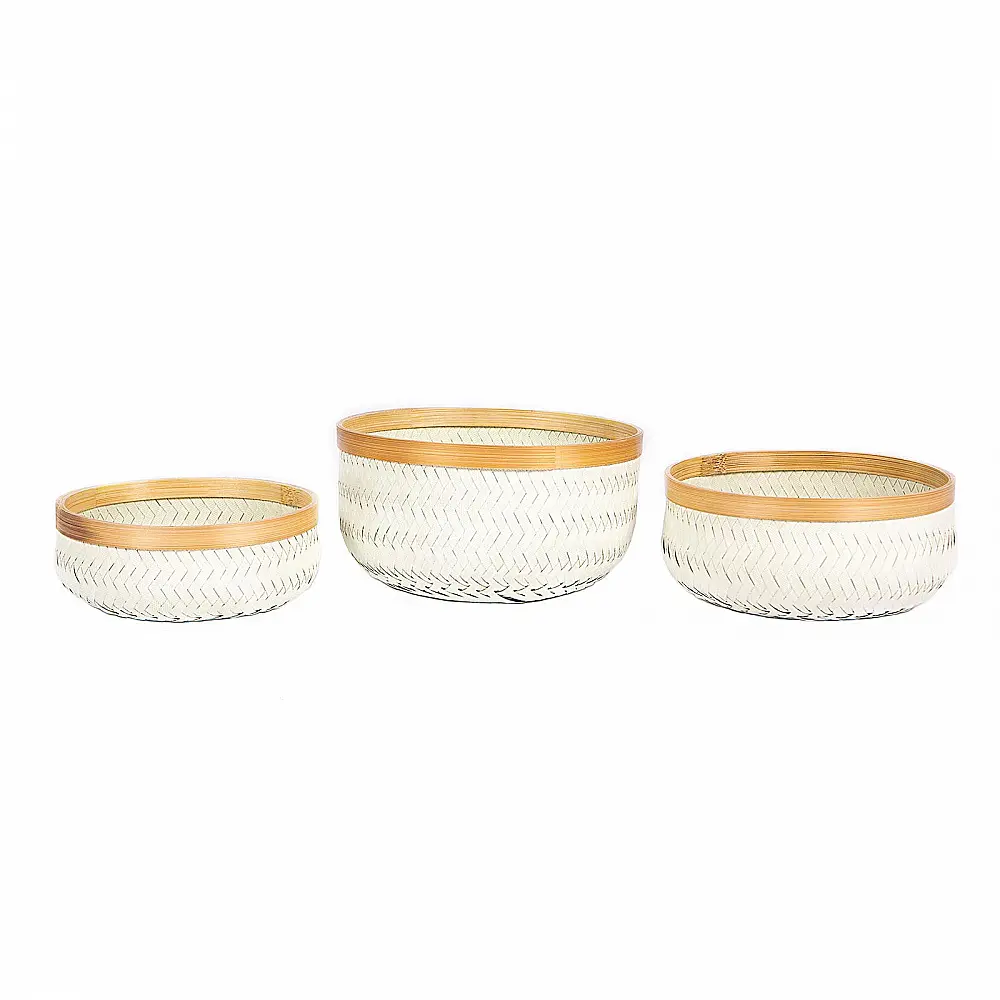 Supergreens Καλάθι Ρατάν Set/3 Λευκό 28x28x13 εκ.