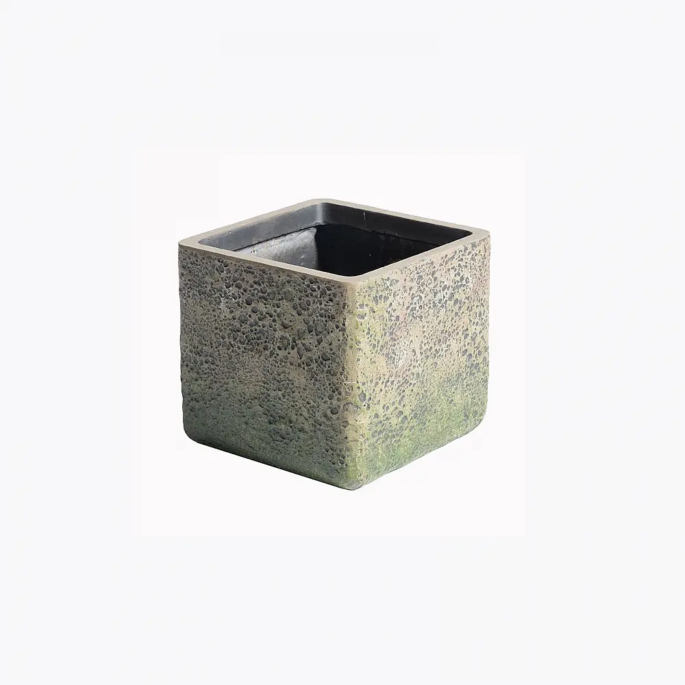 Supergreens Γλάστρα Πήλινη Τετράγωνη Βρύα Εκρου 23x23x22 εκ.