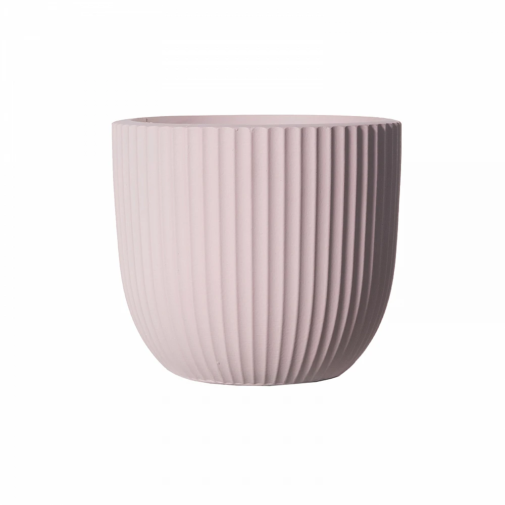 Supergreens Γλάστρα Πήλινη Στρογγυλή "Stripe" Ροζ M 34x34x31 εκ.
