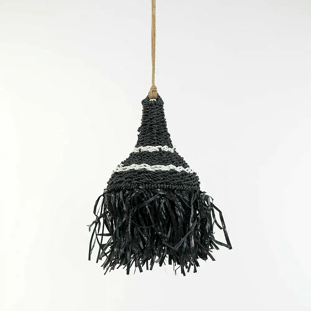 Supergreens Φωτιστικό Οροφής Ρατάν "Motif" Χωρίς Ντουί Μαύρο 30x30x50 εκ.