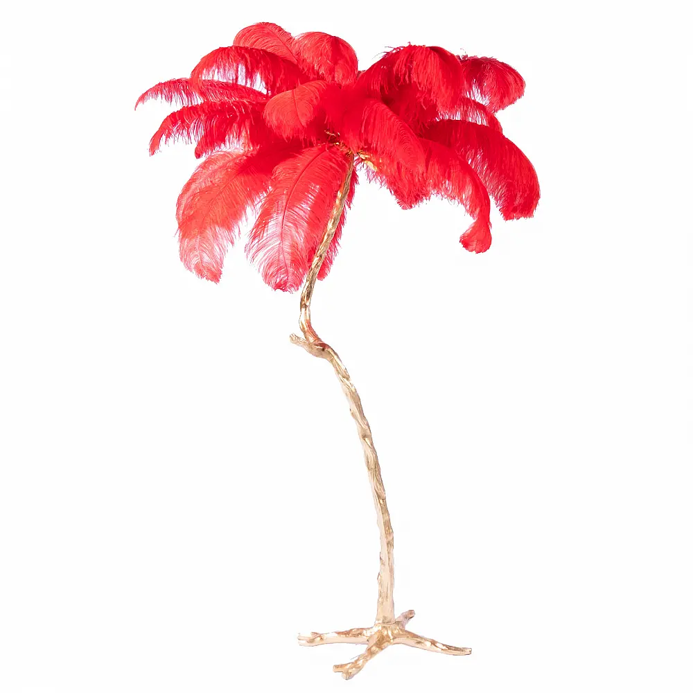 Supergreens Φωτιστικό Επιδαπέδιο ''Ostrich'' Κόκκινο/Χρυσό 170 εκ.
