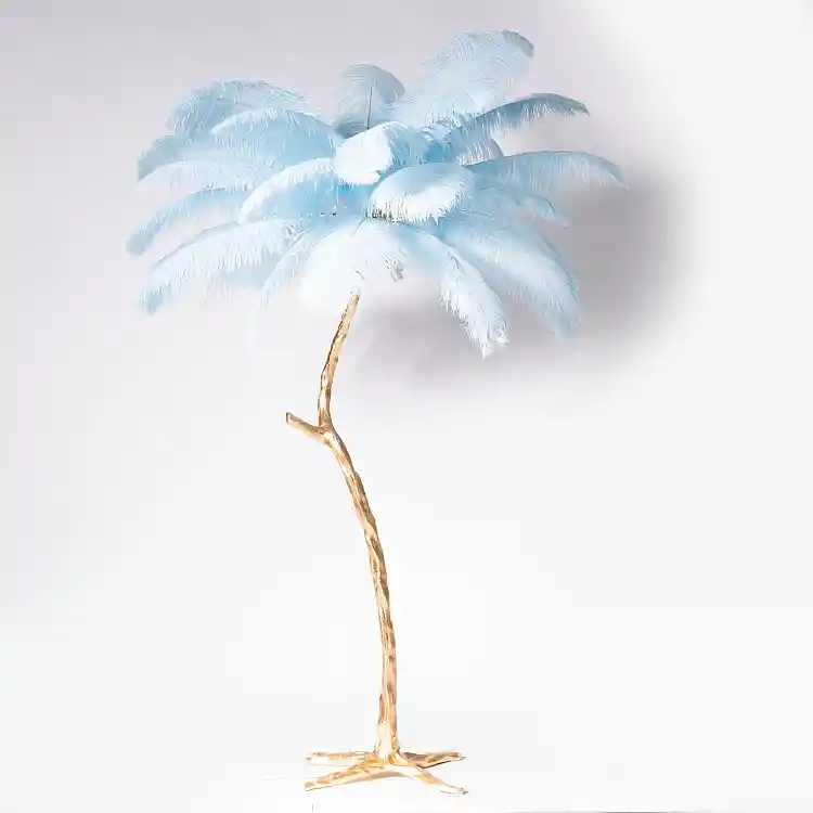 Supergreens Φωτιστικό Επιδαπέδιο ''Ostrich'' Γαλάζιο/Χρυσό 170 εκ.
