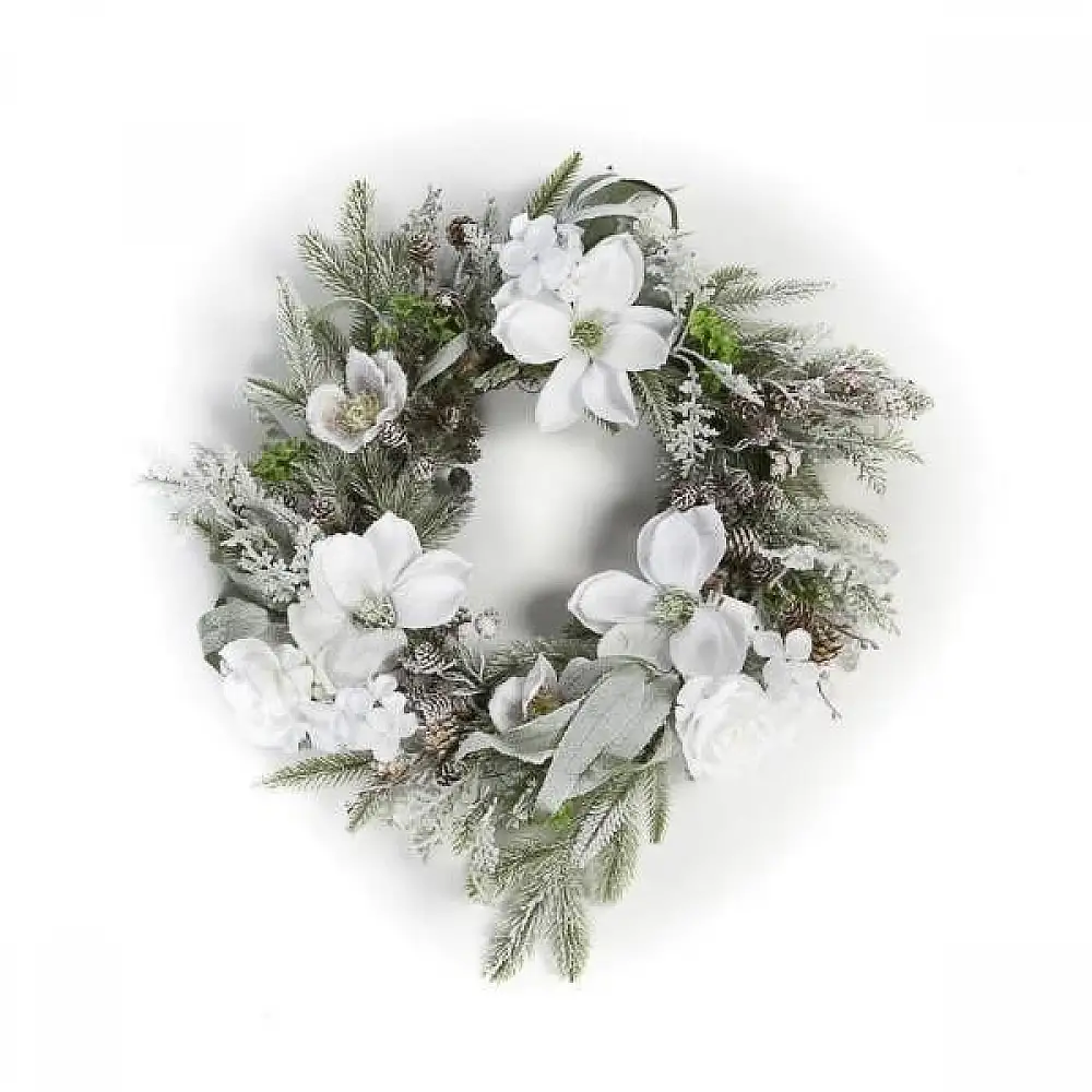 Supergreens Τεχνητό Στεφάνι Σύνθεση Λευκό D60 εκ.