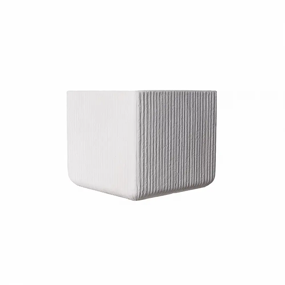 Supergreens Γλάστρα Πήλινη Τετράγωνη "Stripe" Λευκή S 23x23x22 εκ.