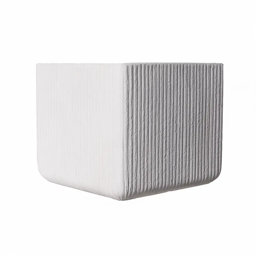 Supergreens Γλάστρα Πήλινη Τετράγωνη "Stripe" Λευκή L 37x37x32 εκ.