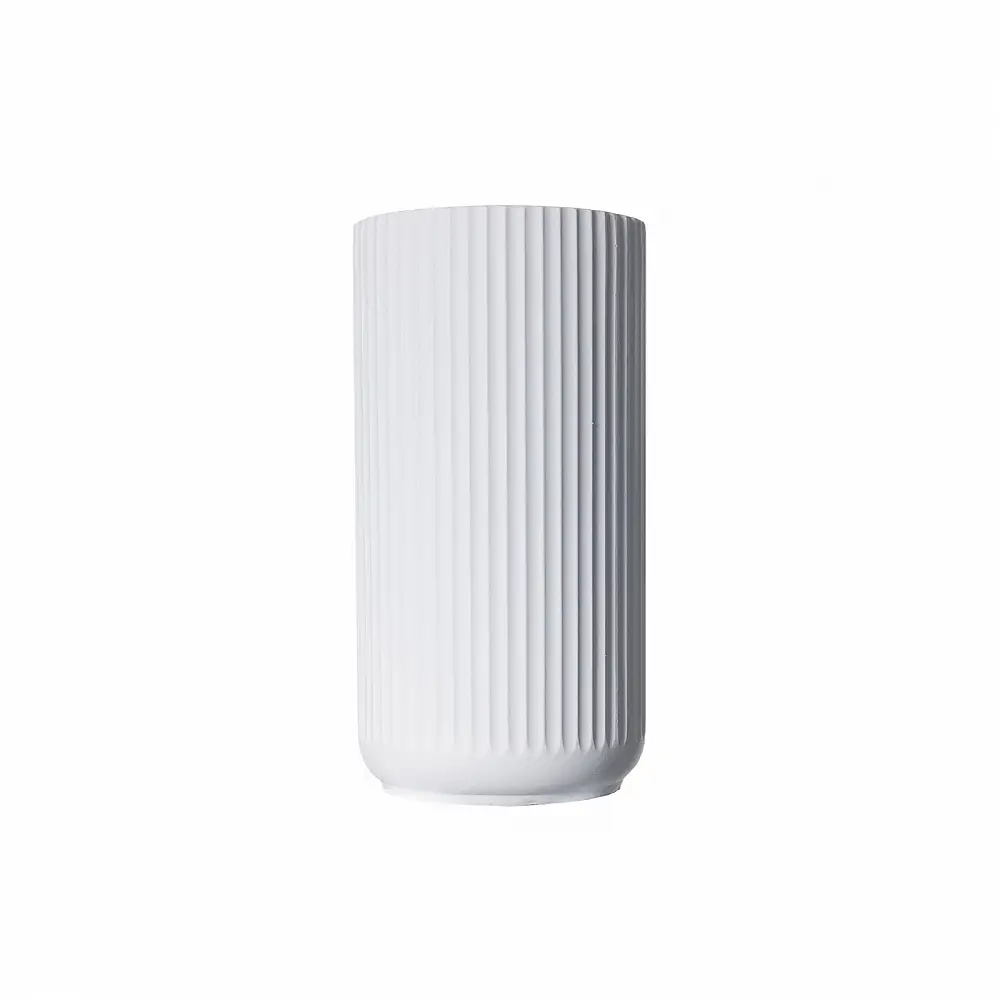 Supergreens Γλάστρα Πήλινη Κύλινδρος "Stripe" Λευκή S 26x26x50 εκ.